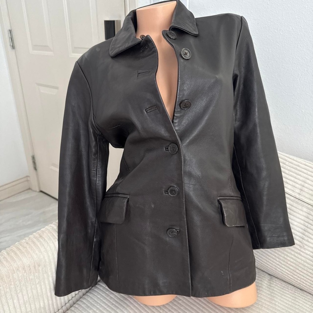 Charter club 100% leather brown jacket